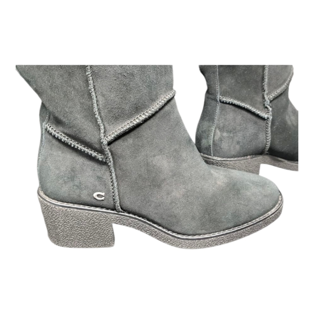 Coach Janelle Suede & Shearling Boots Black - Size 6 - Picture 5 of 8